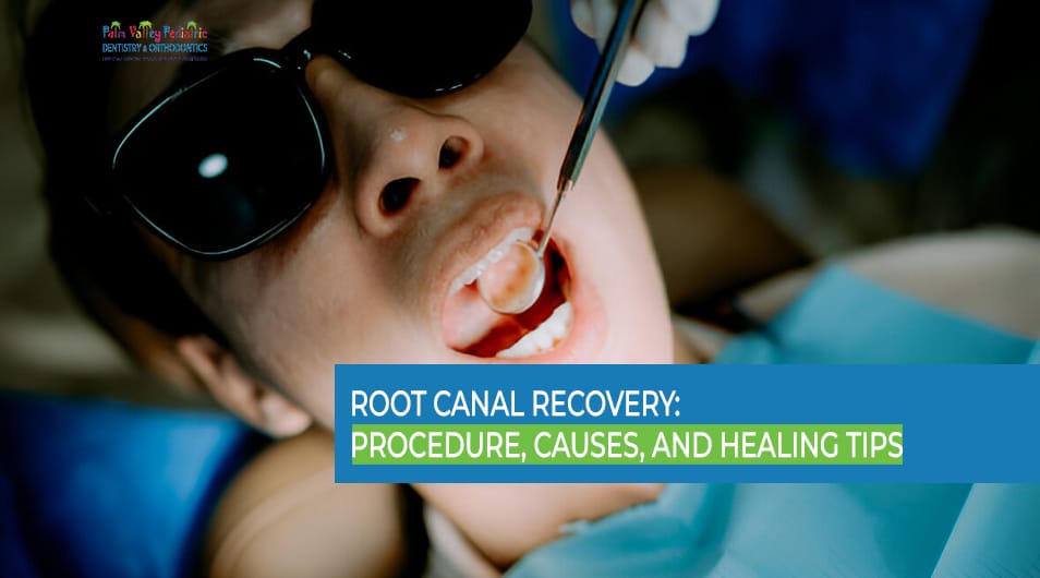 Dentist examining a man’s teeth for root canal recovery